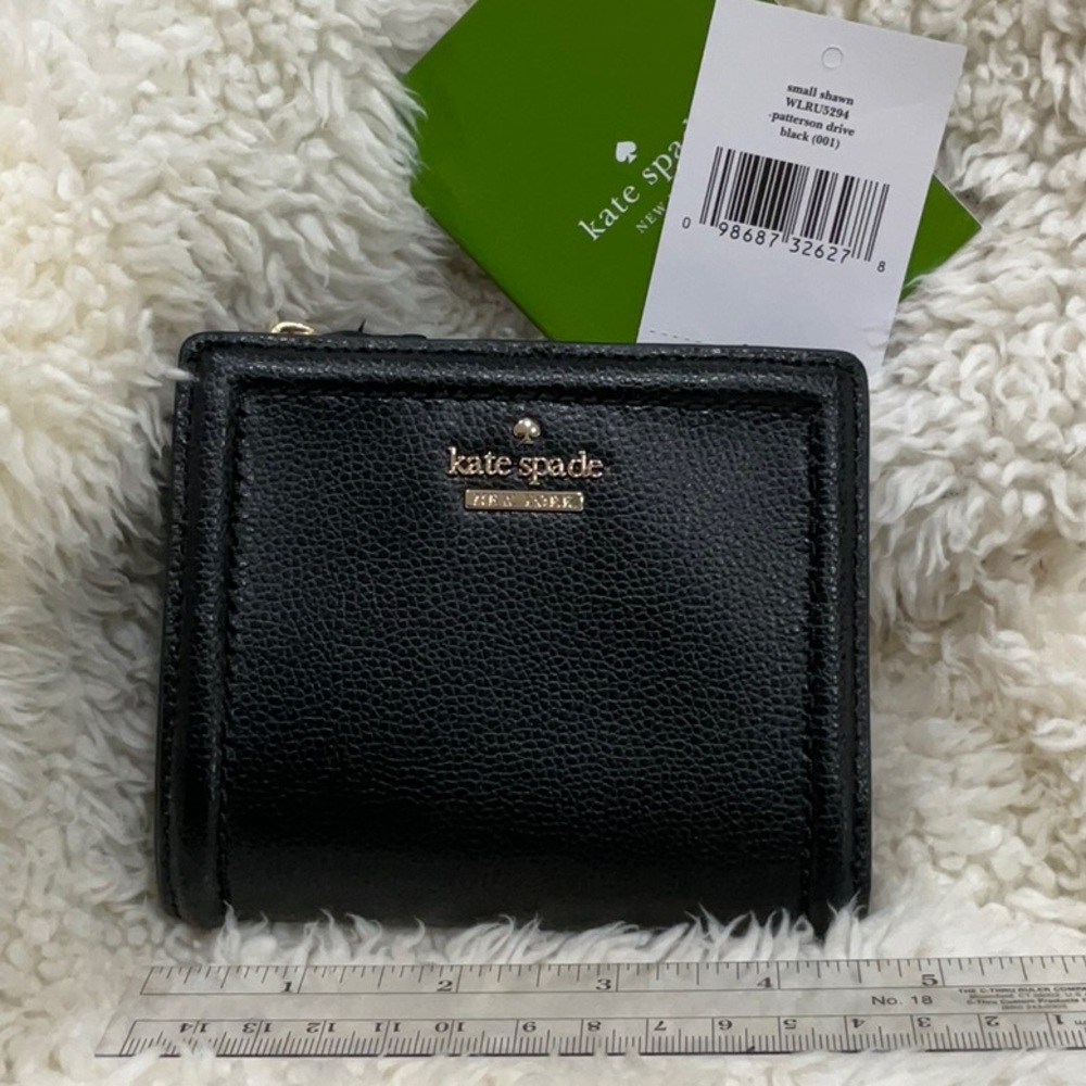 NWT, Kate Spade, Black Leather Patterson Drive Small Shawn Bifold Wallet